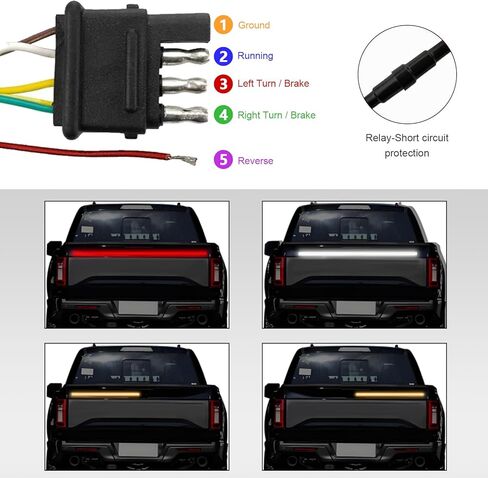 48" Truck Tailgate Light Bar, Triple Row Bright Flexible Strip w/Sequential Turn Signal Brake Reverse Light, IP67 Waterproof Stop Turn Signal Backup LED Strip for Pickup Trailer SUV in Saudi Arabia