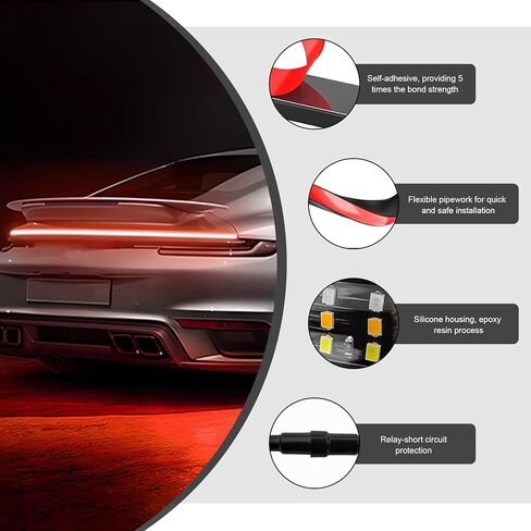 48" Truck Tailgate Light Bar, Triple Row Bright Flexible Strip w/Sequential Turn Signal Brake Reverse Light, IP67 Waterproof Stop Turn Signal Backup LED Strip for Pickup Trailer SUV in Saudi Arabia