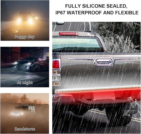 48" Truck Tailgate Light Bar, Triple Row Bright Flexible Strip w/Sequential Turn Signal Brake Reverse Light, IP67 Waterproof Stop Turn Signal Backup LED Strip for Pickup Trailer SUV in Saudi Arabia