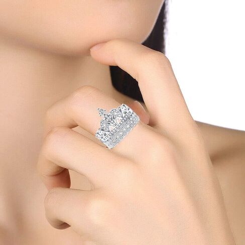 2.40 قيراط من الفضة الاسترليني عيار 925 مطلية بالذهب عيار 14 قيراط مكعب الزركون والزفاف وخطوبة الأميرة تيارا الملكة تاج 2 قطعة مجموعة خاتم الحب أفضل الهدايا للنساء in Kuwait