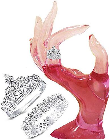 2.40 قيراط من الفضة الاسترليني عيار 925 مطلية بالذهب عيار 14 قيراط مكعب الزركون والزفاف وخطوبة الأميرة تيارا الملكة تاج 2 قطعة مجموعة خاتم الحب أفضل الهدايا للنساء in Kuwait