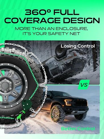 مجموعة YHTAUTO مكونة من سلسلتين للثلج 16 مم مقاس عالمي 315/70-17 37 * 12.5 * 17 سلاسل إطارات سيارات الركاب SUV للشاحنات الصغيرة، تركيب سريع، جر مضاد للانزلاق في الثلج والطين والرمل in Saudi Arabia
