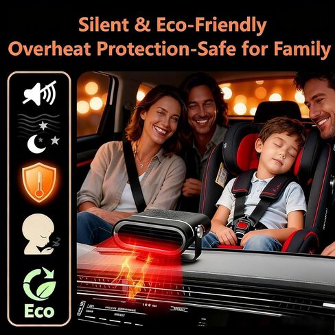 سخان سيارة محمول 12 فولت، مزيل صقيع ومزيل ضباب السيارة سريع التسخين بقدرة 150 وات مع تصميم قابل للدوران 360 درجة، قابس ولاعة السجائر، ضروري لفصل الشتاء للسيارات وسيارات الدفع الرباعي والشاحنات in Kuwait