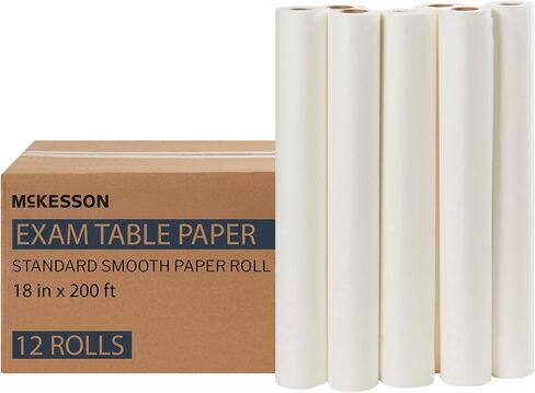 ورق طاولة الامتحانات من McKesson، ناعم للغاية، أبيض، 18 بوصة × 200 قدم، 12 قطعة in Kuwait