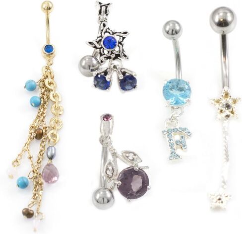 BodyJewelryOnline Belly Button Ring Fun Fest Pack of 10 Navel Rings with Unique Designs 14g in Saudi Arabia