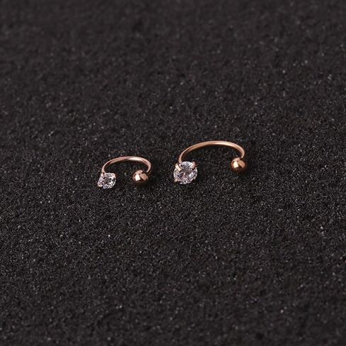 3Pcs 18G Surgical Steel CZ Cartilage Earrings C-Shaped Hoops Snake Bite Lip Rings Nose Rings Body Piercing Jewelry for Women Men 6mm 8mm 10mm in Saudi Arabia
