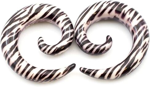 BodyJewelryOnline Pair of Spiral Ear Tapers with Zebra Print Design Made of Acrylic in Saudi Arabia