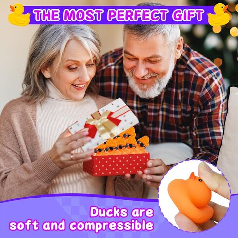 DIY Christmas Rubber Duck with Knit Hat, Glasses & Necklace - Orange Car Dashboard Decor, Squeaky Stress Relief Decorations for Car, Office in Kuwait