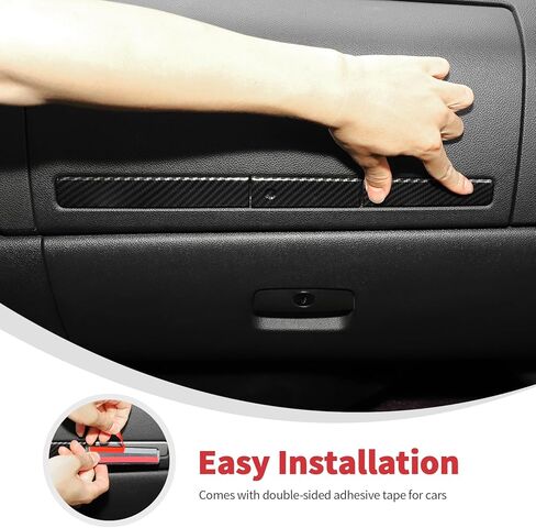 Linskip صندوق القفازات متوافق مع Chevy Silverado 2007-2013 & GMC Sierra 1500 2500HD 3500HD، زخرفة لوحة قيادة الركاب، ملحقات داخلية 3 قطع (ألياف الكربون السوداء) in Saudi Arabia