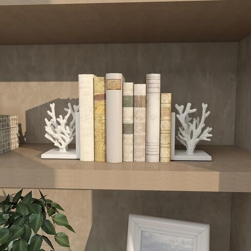 Deco 79 Metal Coral Bookends, Set of 2 5"W, 7"H, White in Kuwait