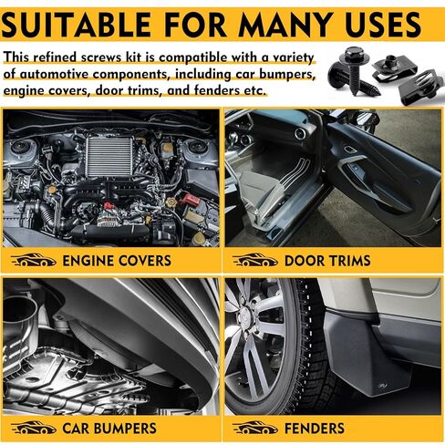 ترقية: 60 قطعة من مشابك صواميل على شكل حرف U مقاس 1/4 بوصة ومجموعة مسامير جسم سداسية الرأس، مثبتات سيارات (30 مجموعة) - مسامير مصد، ومسامير ممتصة للصدمات، وأجهزة درع سبلاش المحرك - مشابك ومسامير معدنية مقاومة للصدأ in Kuwait