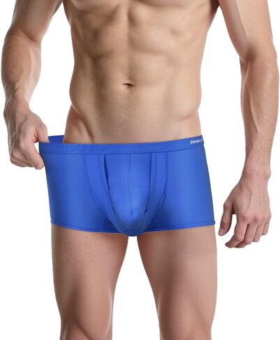 Men's Dual Pouch Underwear Boxer Briefs Elephant Nose Bulge Enhancing Breathable Comfort in Kuwait