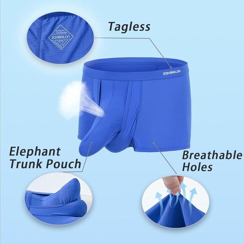 Men's Dual Pouch Underwear Boxer Briefs Elephant Nose Bulge Enhancing Breathable Comfort in Kuwait