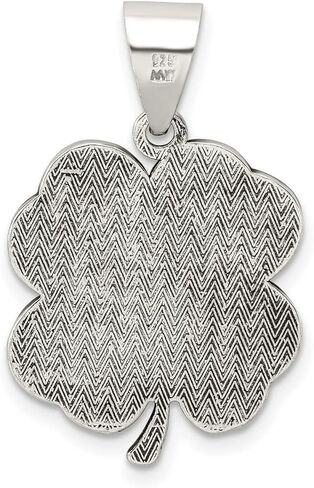 Sterling Silver Four-Leaf Clover Pendant with Horseshoe, Evil Eye, Number Seven, Elephant and Symbols for Good Luck, Spiritual Energy, Protection Amulet, Unisex Charm for Symbolic Jewelry Collections in Saudi Arabia