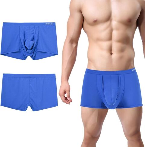 Men's Dual Pouch Underwear Boxer Briefs Elephant Nose Bulge Enhancing Breathable Comfort in Kuwait