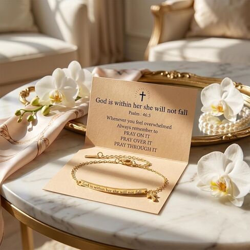 CZFSWT God Is Within Her She Will Not Fall Bracelet, Bible Verse Bracelets, Christian Bracelets Suitable for Daily Accessories and Spiritual Inspiration in Saudi Arabia