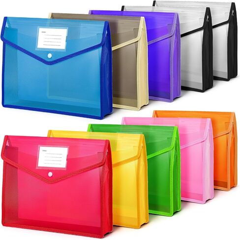 SHENLIU 10 Pack Plastic Expanding File Folders, A4 Size Colorful File Folders Envelope with Snap Closure and Pocket Waterproof Documents Holder Paper Organizer in Saudi Arabia