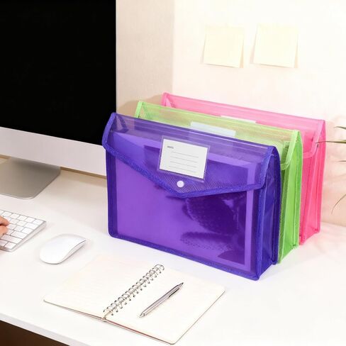 SHENLIU 10 Pack Plastic Expanding File Folders, A4 Size Colorful File Folders Envelope with Snap Closure and Pocket Waterproof Documents Holder Paper Organizer in Saudi Arabia