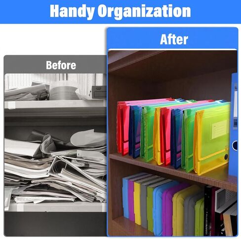 8 Pack Plastic Expanding File Folder with Elastic Cord & Button Closure, Waterproof Transparent Colorful File Folder Organizer Holder Accordion File Pouch for Office/School, Fit Letter/A4 Size in Saudi Arabia