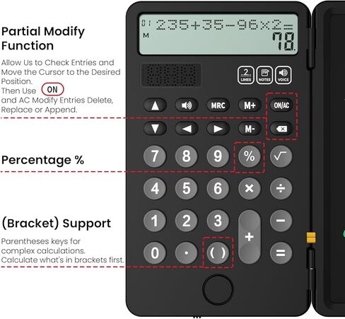 الآلات الحاسبة الناطقة المكتبية القابلة لإعادة الشحن للمدرسة، آلة حاسبة مكتبية من ROATEE مع شاشة عرض بخطين للمفكرة، ملحقات مكتبية، لوازم مدرسية، آلات حاسبة للأطفال في الكلية، زر كبير بسيط للطلاب in Kuwait