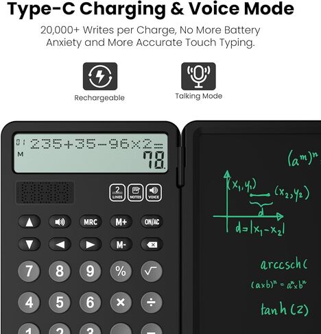 الآلات الحاسبة الناطقة المكتبية القابلة لإعادة الشحن للمدرسة، آلة حاسبة مكتبية من ROATEE مع شاشة عرض بخطين للمفكرة، ملحقات مكتبية، لوازم مدرسية، آلات حاسبة للأطفال في الكلية، زر كبير بسيط للطلاب in Kuwait