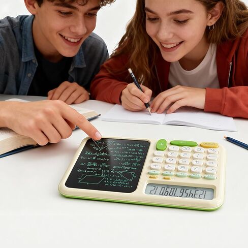 آلة حاسبة أساسية للمكتب مع مفكرة للمدرسة GUYUCOM لطيفة وبسيطة وزر كبير قياسي وآلة حاسبة Kawaii لمكتب العودة إلى اللوازم المدرسية وآلة حاسبة غير علمية وآلات حاسبة أساسية خضراء للطلاب in Kuwait