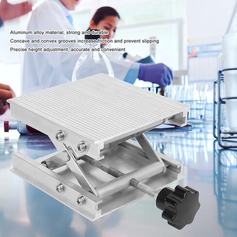 100x100mm Aluminum Alloy Manual Fine Adjustment Laboratory Lifting Table, Laboratory Lifting Stand Rack, Phenolic Plastic Handle with Linear Stripe Table, for Physical in Kuwait