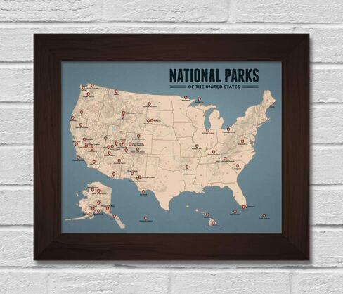 Best Maps Ever US National Parks Checklist Map 11x14 Print (Green & Turquoise) in Kuwait