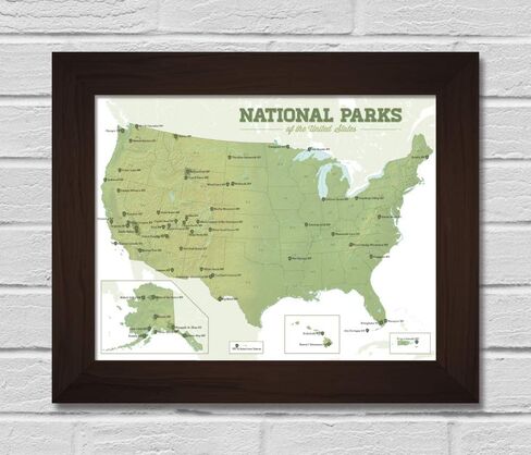 Best Maps Ever US National Parks Checklist Map 11x14 Print (Green & Turquoise) in Kuwait