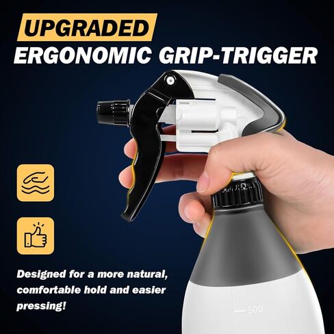 GOSLARLIT 360° Trigger Heavy Duty Sprayer Bottle- Acid and Chemical Resistant, Leak Free,Industrial Adjustable Nozzle, Low-Fatigue Nozzle,Perfect for Automotive Detailing and Cleaning(17.6OZ) in Saudi Arabia