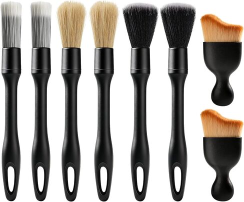 8PCS Car Detailing Brush Set, Ultra Soft Boars Hair Car Interior Detailing Brushes, Premium Car Wash Brush Kit for Professional Results ﻿Car Duster Interior or Exterior, Car Accessories Interior Tools in Kuwait