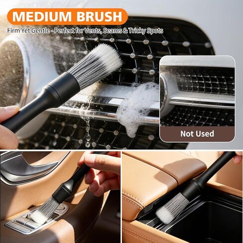 8PCS Car Detailing Brush Set, Ultra Soft Boars Hair Car Interior Detailing Brushes, Premium Car Wash Brush Kit for Professional Results ﻿Car Duster Interior or Exterior, Car Accessories Interior Tools in Kuwait