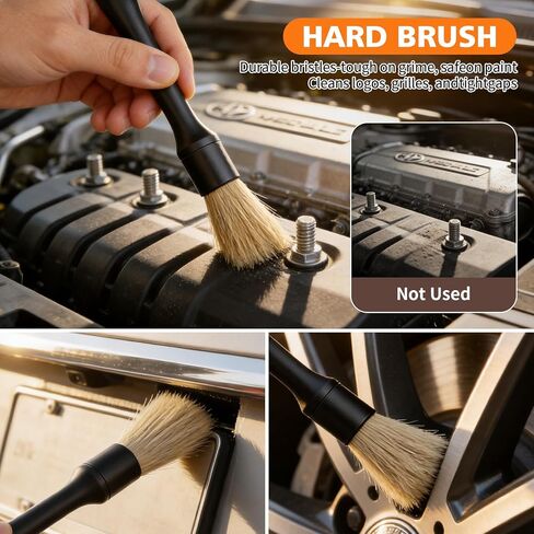 8PCS Car Detailing Brush Set, Ultra Soft Boars Hair Car Interior Detailing Brushes, Premium Car Wash Brush Kit for Professional Results ﻿Car Duster Interior or Exterior, Car Accessories Interior Tools in Kuwait