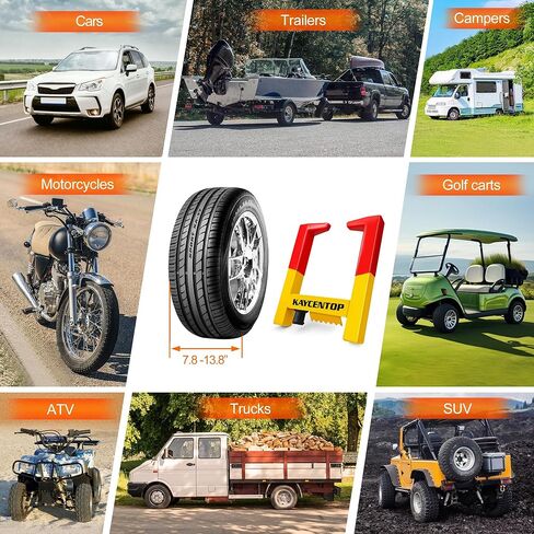 قفل عجلة KAYCENTOP، قفل الإطارات، منتج أمان مضاد للسرقة، عرض الإطار بحد أقصى 14 بوصة، عالمي للمقطورات وقوارب الدفع الرباعي والدراجات النارية وعربة الجولف in Kuwait
