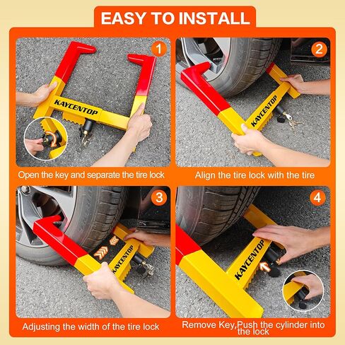 قفل عجلة KAYCENTOP، قفل الإطارات، منتج أمان مضاد للسرقة، عرض الإطار بحد أقصى 14 بوصة، عالمي للمقطورات وقوارب الدفع الرباعي والدراجات النارية وعربة الجولف in Kuwait