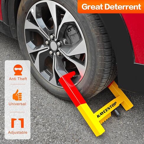 قفل عجلة KAYCENTOP، قفل الإطارات، منتج أمان مضاد للسرقة، عرض الإطار بحد أقصى 14 بوصة، عالمي للمقطورات وقوارب الدفع الرباعي والدراجات النارية وعربة الجولف in Kuwait
