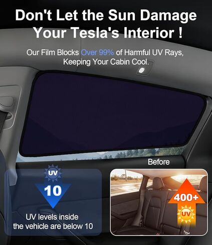 مظلة النافذة الجانبية الخلفية لسيارة تسلا موديل Y 2020-2024 | التصاق ثابت، سهل التركيب والإزالة، ظل خصوصية شبه شفاف | ليس لـ 2025 2026 موديل Y جونيبر in Kuwait
