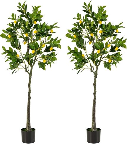 Safeplus 2 Pack 63'' Artificial Lemon Tree with Lemon Fruits for Indoor Outdoor Décor in Saudi Arabia
