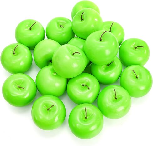 ZEAYEA 20 Pcs Artificial Green Apples, Decorative Plastic Fake Apple Model, Realistic Lifelike Simulation Apples Fruit for Photography Props, Kitchen, Wedding, Home, Party Decoration in Saudi Arabia