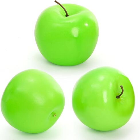 ZEAYEA 20 Pcs Artificial Green Apples, Decorative Plastic Fake Apple Model, Realistic Lifelike Simulation Apples Fruit for Photography Props, Kitchen, Wedding, Home, Party Decoration in Saudi Arabia