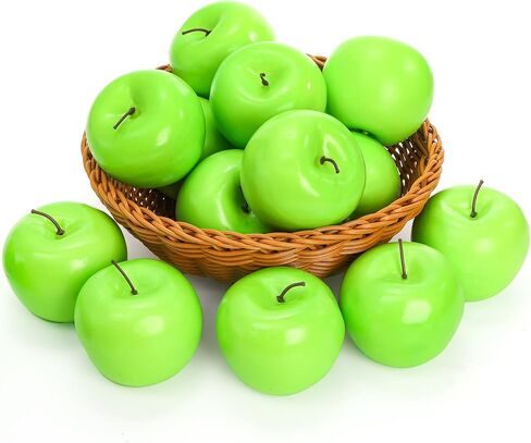 ZEAYEA 20 Pcs Artificial Green Apples, Decorative Plastic Fake Apple Model, Realistic Lifelike Simulation Apples Fruit for Photography Props, Kitchen, Wedding, Home, Party Decoration in Saudi Arabia