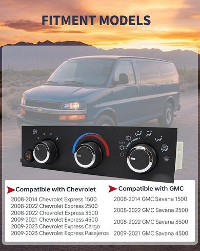 599-294 Heater A/C Control Switch Compatible with Chevy Express GMC Savana 1500 2500 3500 4500 2008-2022, Front Climate Control Module Replacement Replaces 84106609 15773679 in Kuwait
