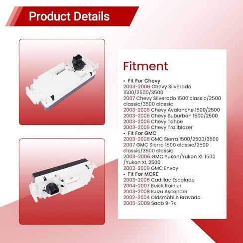 AC Heater Climate Control Module Fit for Chevy Silverado Suburban Avalanche Tahoe Trailblazer 1500/2500/3500, GMC Sierra 1500 2500 3500 Yukon XL Envoy Cadillac Escalade,OEM 599-210XD in Saudi Arabia
