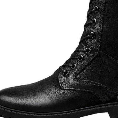 Shoes Men's Fashionable Black High-top Leather Boots Versatile Round-toe Lace-up Shoes for Travel Outdoor Activities Men Comfortable Soft-soled Shoes in Saudi Arabia