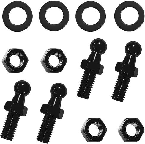 HZEL 10mm Ball Stud with Hardware, 4PCS Carbon Steel 5/16-18 Thread x 3/5" Long Shank with Lock Nuts Washers, Auto Gas Lift Supports Strut Accessories, Universal for Vehicles (Black) in Saudi Arabia