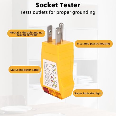 2pcs Outlet Tester, Socket Plug inTester for Standard North American AC Outlets Electrical Electric Receptacle Analyzer with Safety Check Circuit Checker for Grounding Wiring Fault Detection in Saudi Arabia