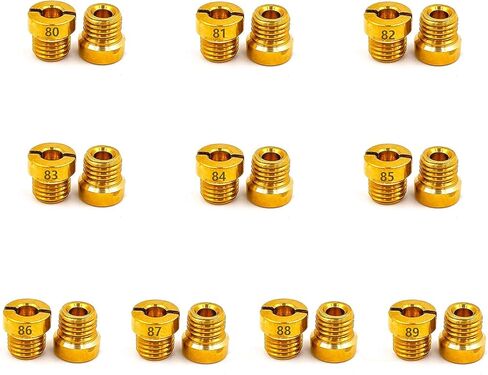 Holley Carb Carburetor 1/4-32 Main Jets set The aperture size is:80 81 82 83 84 85 86 87 88 89,10 sets in total, 2 pcs per size,Thread size: 1/4"-32 Fits Holley 2010,2300,4010,4011,4150,4160,4500 in Saudi Arabia