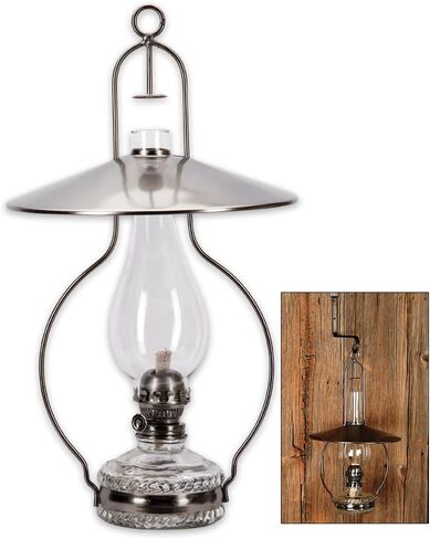 Lehman's Hanging Clear Oil Lamp with Top Reflector Steel Metallic Gray 3/4" Wick in Saudi Arabia