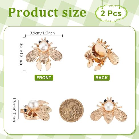 PH Pandahall 2PCS أزرار أكمام ذهبية للرجال أزرار أكمام النحل أزرار سهرة مع اللؤلؤ، غطاء زر سبيكة للرجال لا أزرار الخياطة لفساتين قميص عيد ميلاد، عيد الميلاد، هدايا الزفاف in Saudi Arabia