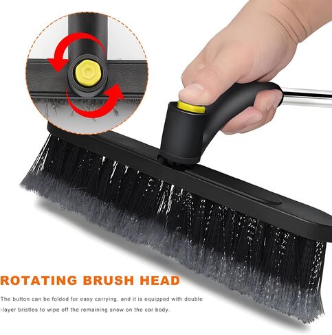 31.5" Snow Brush & Ice Scrapers for Car Windshield, 360° Pivoting Brush Ice Scraper with Comfortable Foam Grip, 3-in-1 Detachable Extendable Snow Removal Tool for Cars Trucks SUVs (Yellow) in Saudi Arabia